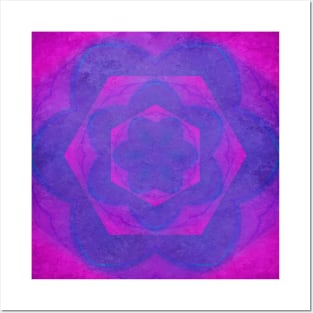 Hot pink and purple kaleidoscope with texture Posters and Art